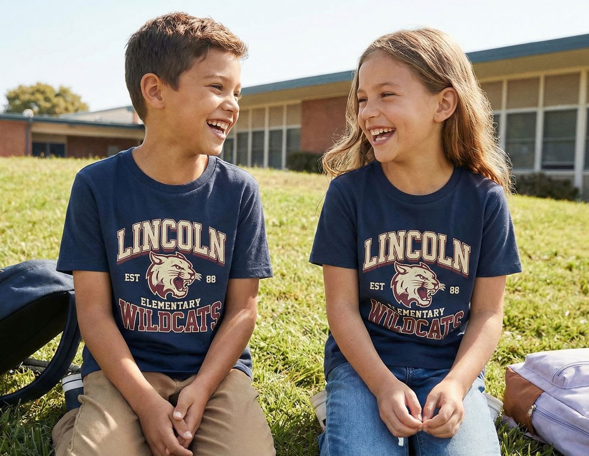 Kids with school spirit gear