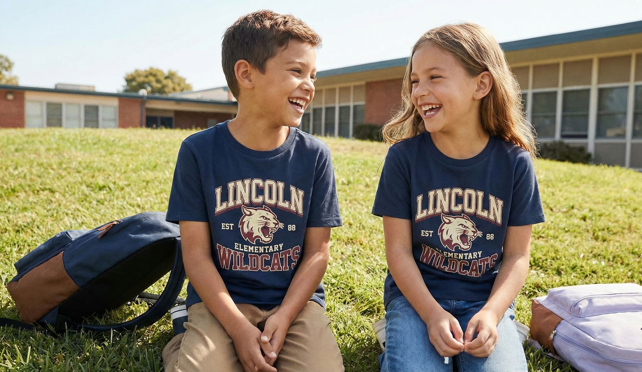 Kids with school spirit gear